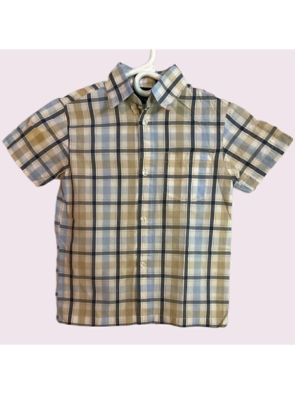 Bugle Boy Plaid Button Down Short Sleeve Tee Shirt